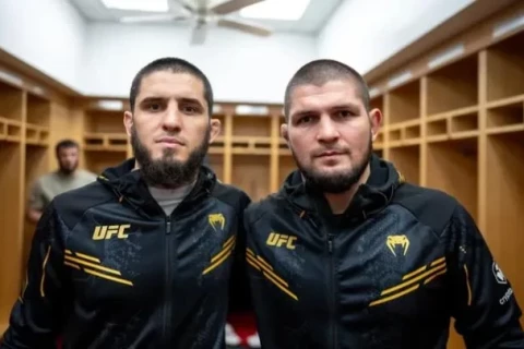 Khabib Nurmagomedov and Islam Makhachev meet Gurban Gurbanov in Baku - PHOTO