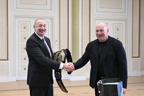Prezident İlham Əliyev UFC-nin prezidentini qəbul edib - FOTO