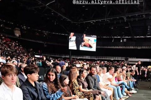 Leyla Əliyeva, Arzu Əliyeva və ailə üzvləri "UFC Fight Night"ı izləyiblər - FOTO