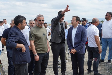 "Qarabağ" "İmarət" stadionunun tikintisi ilə tanış olub - FOTO