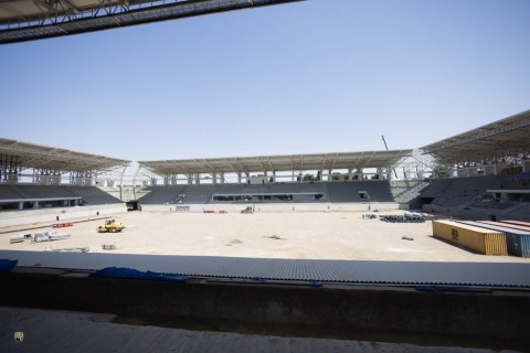 Gəncə şəhər stadionunun inşası davam edir - FOTO