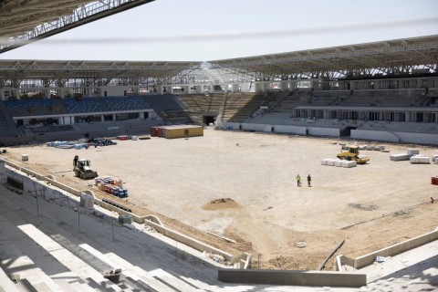 Gəncə şəhər stadionunun inşası davam edir - FOTO