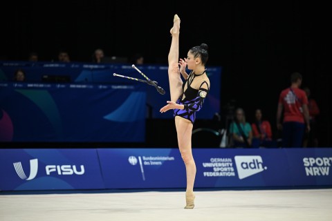 Azerbaijani gymnast Ilona Zeynalova competes at Universiade in Rhine-Ruhr - PHOTO