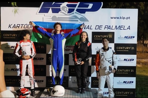Azerbaijani teen Davin Jafarov wins international karting trophy in Portugal - PHOTO