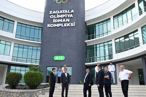 Fərid Qayıbov Zaqatala Olimpiya İdman Kompleksinə baxış keçirib - FOTO