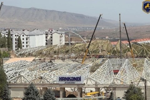 Yenidən qurulan Xankəndi stadionunda son vəziyyət – VİDEO
