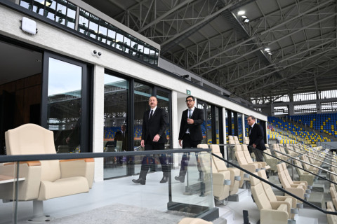 Prezident İlham Əliyev Gəncə şəhər stadionunun açılışında iştirak edib - FOTO