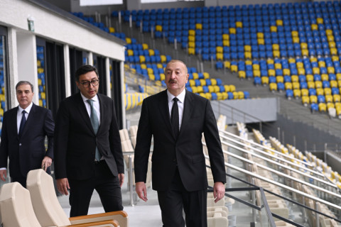 Prezident İlham Əliyev Gəncə şəhər stadionunun açılışında iştirak edib - FOTO