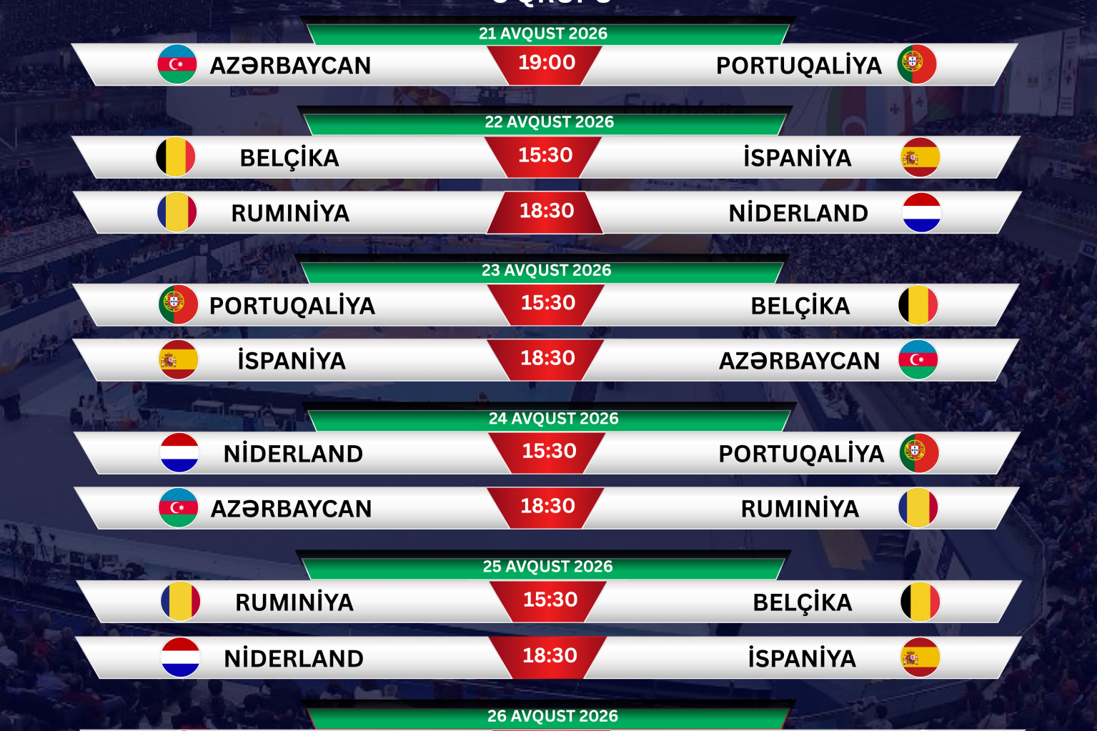 Стало известно расписание сборной Азербайджана по волейболу на ЧЕ - 2026