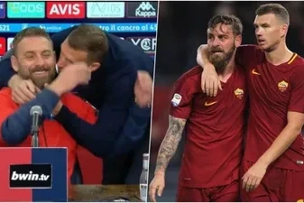 Edin Ceko mətbuat konfransında De Rossini öpdü - VİDEO