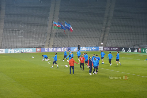 Azərbaycan yığması Fransa ilə qarşılaşma öncəsi Bakıda məşq edib - FOTO/VİDEO