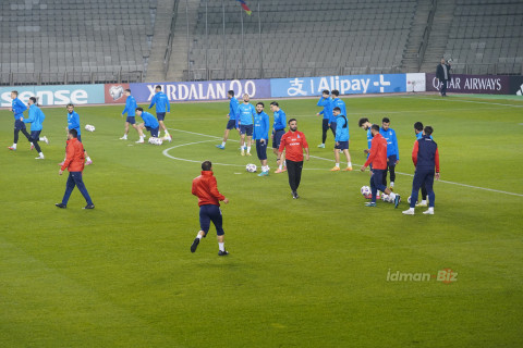 Azərbaycan yığması Fransa ilə qarşılaşma öncəsi Bakıda məşq edib - FOTO/VİDEO