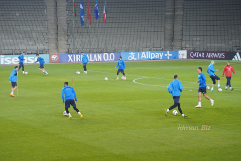 Azərbaycan yığması Fransa ilə qarşılaşma öncəsi Bakıda məşq edib - FOTO/VİDEO
