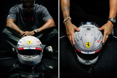 Hemilton Las-Veqas Qran-prisi üçün yeni dəbilqəsini təqdim edib - FOTO