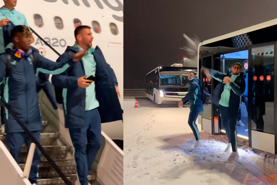“Atletik” futbolçuları Praqa aeroportunda qartopu oynayıblar - VİDEO