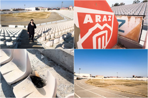 “Araz Naxçıvan”ın baxımsız vəziyyətdə olan stadionu: Sınıq oturacaqlar, məhv olmuş ot örtüyü - VİDEO