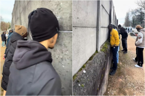 Fransada stadiona düşə bilməyən azarkeşlər qarşılaşmaya divarlardakı dəliklərdən tamaşa etdilər - VİDEO