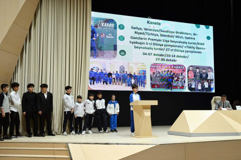 Fərid Qayıbov ötən ay ərzində beynəlxalq yarışlarda yüksək nəticələr əldə etmiş idmançılarla görüşüb