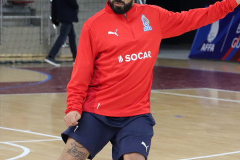 Futzal millisi Danimarka ilə oyun öncəsi son məşqə çıxıb