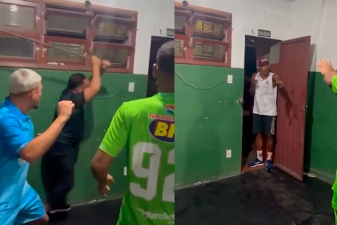 Braziliyada qalmaqal: futbolçular paltardəyişmə otağını armaturlarla qorudu - VİDEO