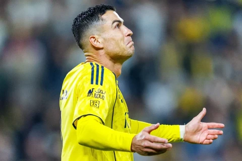Cristiano Ronaldo reacts after Al-Nassr edge Al-Taawoun in Riyadh