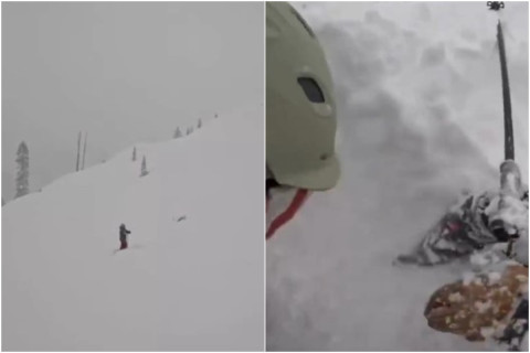 В США лыжники спасли тонувшего в снегу человека