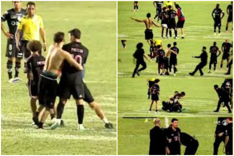 Azarkeşlər Messinin üzərinə şığıdılar, ulduz futbolçu yerə yıxıldı - VİDEO