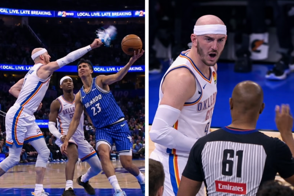 Basketbolda tarixi an: Aleks Karuzo blok etmək üçün krosovkadan istifadə etdi - VİDEO