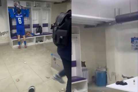 Azərbaycan millimisinin Sumqayıt stadionundakı paltardəyişmə otağını su basıb