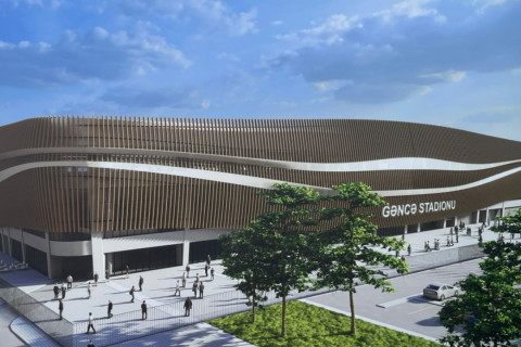 Gəncə şəhər stadionuna ot örtüyü salınıb - VİDEO