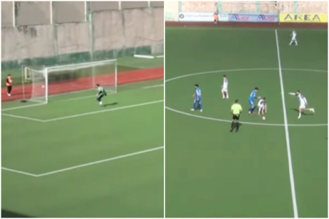 Azərbaycanın İkinci Liqasında meydanın mərkəzindən möhtəşəm qol vuruldu - VİDEO