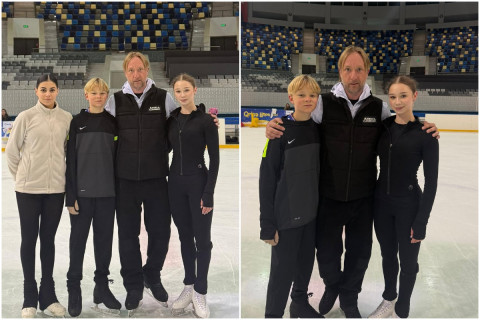 Yevgeni Plyuşenko Bakıda Azərbaycan fiqurlu konkisürənlərinə təlim keçib - VİDEO