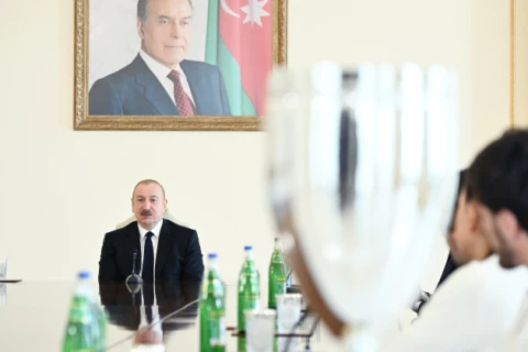 Prezident İlham Əliyev Avropa çempionatında komanda hesabında birinci olan güləşçiləri qəbul edib - FOTO