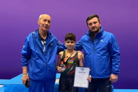 Azerbaijani tumbling gymnasts win three medals in Russia