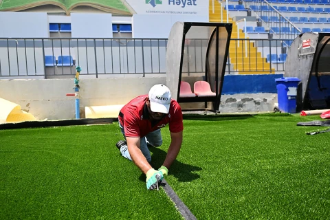 Təmirdə olan Bayıl stadionunun YENİ GÖRÜNTÜLƏRİ - FOTO