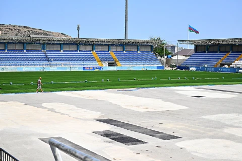Təmirdə olan Bayıl stadionunun YENİ GÖRÜNTÜLƏRİ - FOTO