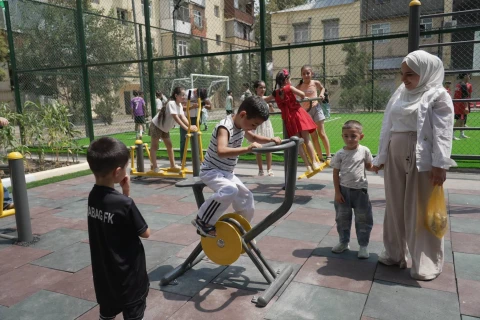 “Sağlam məhəllə” layihəsi çərçivəsində Ağdaşda idman zonası istifadəyə verilib - FOTO