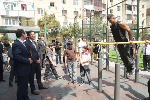 “Sağlam məhəllə” layihəsi çərçivəsində Ağdaşda idman zonası istifadəyə verilib - FOTO