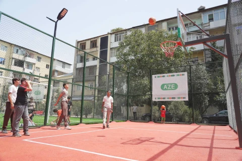 “Sağlam məhəllə” layihəsi çərçivəsində Ağdaşda idman zonası istifadəyə verilib - FOTO