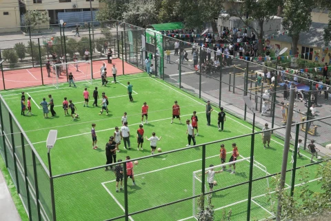 “Sağlam məhəllə” layihəsi çərçivəsində Ağdaşda idman zonası istifadəyə verilib - FOTO