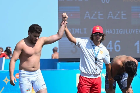 Bakıda keçirilən U-17 dünya çempionatında çimərlik güləşi üzrə təsnifat görüşləri başa çatıb - FOTO