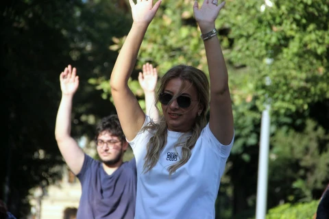 Şose velosipedi üzrə Əməkdar idman ustası Dədə Qorqud parkında açıq məşq keçirib - FOTO