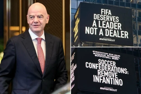 Anti-Infantino banner appears in New York's Times Square