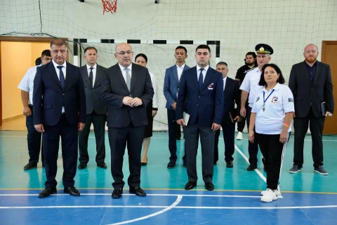 Şahin Bağırov Samuxda yeniyetmə voleybolçularla görüşüb - FOTO
