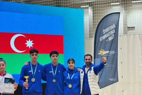 Gimnastlarımız Slovakiyadakı beynəlxalq turnirdə yeddi medal qazanıblar - FOTO