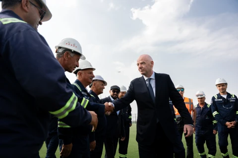 Canni İnfantino Hövsan qəsəbəsində inşa olunan futbol bazasında olub - FOTO