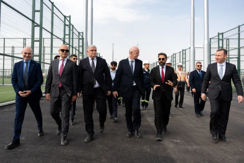 Canni İnfantino Hövsan qəsəbəsində inşa olunan futbol bazasında olub - FOTO
