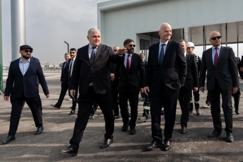 Canni İnfantino Hövsan qəsəbəsində inşa olunan futbol bazasında olub - FOTO