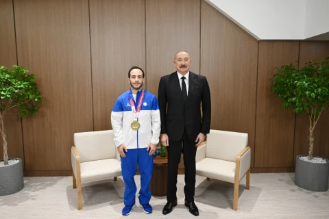 Ильхам Алиев поздравил Ахмеда Юсифова с "золотом" чемпионата мира в Баку