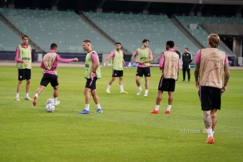 “Sabah” “Slaviya” ilə oyun öncəsi Bakı Olimpiya Stadionunda məşqə çıxıb